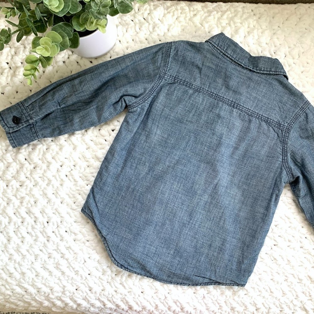 NWT Boys GAP Denim Jersey Button Shirt (Blue) 2T - Picture 2 of 7